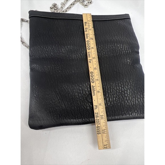 Express Black￼ Purse Folds To Clutch Shoulder Bag Silver Chain Zipper Magnet - Picture 4 of 8